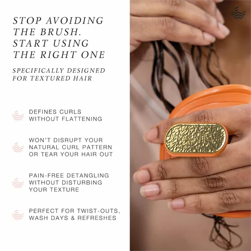 Miniatura 3 de Manta Cepillo de pelo antiroturas para rizos – Cepillo desenredante para cabello rizado y afro, cepillo suave húmedo y seco para mujeres, naranja