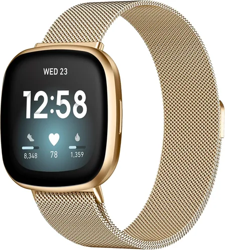 Miniatura 9 de Compatible con Correas Fitbit Sense Versa 4 Sense 2 y Versa 3 para Hombres Mujeres, Correa de Reemplazo de Malla Metálica Transpirable de Acero
