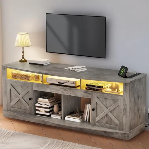 Miniatura 10 de YITAHOME Soporte de TV para TV de 75/80 pulgadas, Centro de Entretenimiento Negro de 70 pulgadas de ancho, Mueble de Medios Mesa de TV con Toma