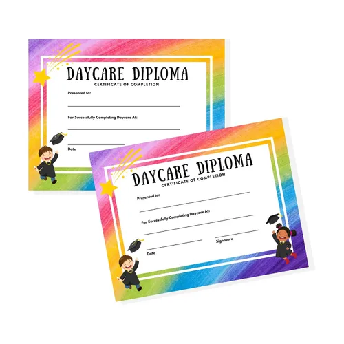 Daycare Graduation Diploma | 50 pk 8.5 x 11” Certificate of Achievement Award Preschool Pre K for Teachers to hand out at Ceremony Productos de
