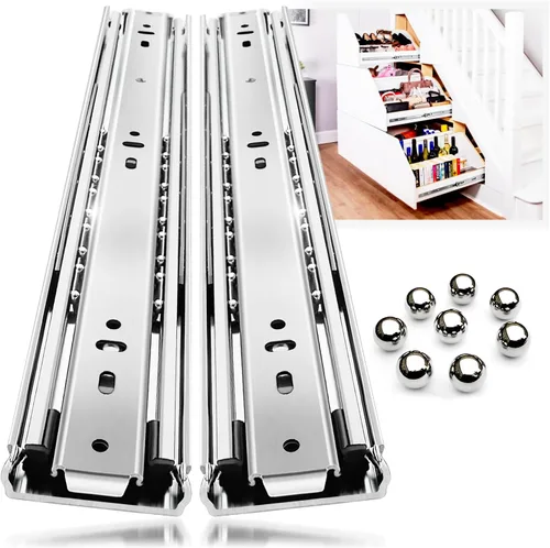 Miniatura 12 de YENUO - Guías de cajón resistentes de extensión completa para montaje lateral, rieles de metal de 12, 14, 16, 18, 20, 22, 24, 26, 28, 30, 32, 34