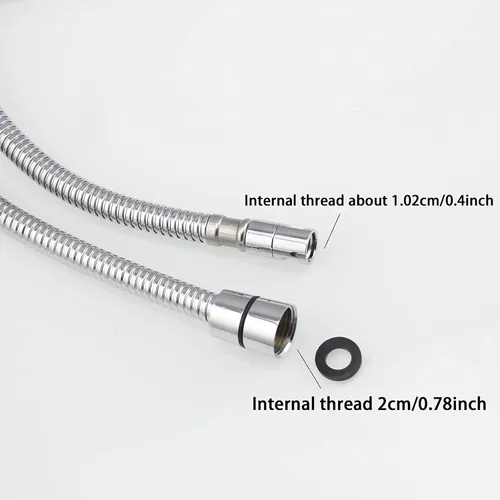 Miniatura 4 de Tubo de 70 pulgadas o 70.9 in de repuesto para grifo extraíble de acero inoxidable (manguera de bañera, 5.9 ft)