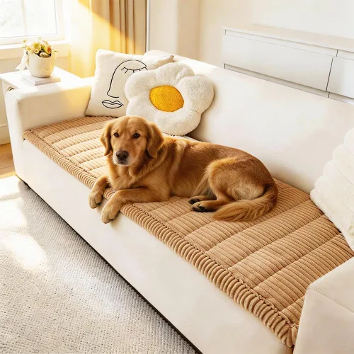 Miniatura 11 de Awjcsv Funda para sofá para perros lavable, fundas de sofá para mascotas de pelo esponjoso para sofá de 3 cojines, funda antideslizante para sofá