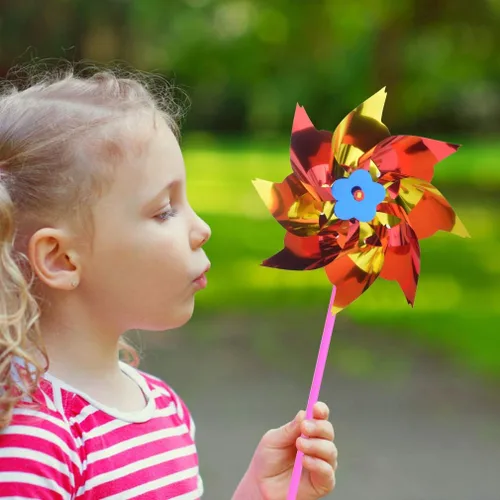 Miniatura 4 de 50 molinetes de plástico de arcoíris, molino de viento, molinillos de fiesta, juego de molinetes de bricolaje para decoración de juguetes, jardín