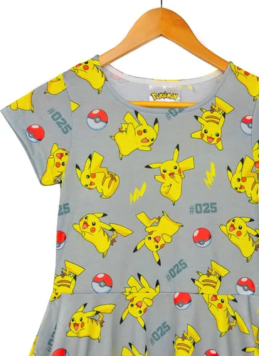 Miniatura 3 de Pokemon Pikachu Girl's Short Sleeved Skater Dress, Multicoloured