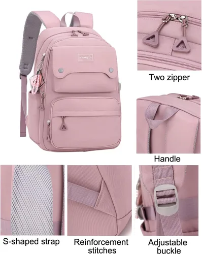 Miniatura 4 de JiaYou Mochila Casual para Adolescentes, Niñas, Mochila para la Escuela Secundaria, Mochila Diaria, para Mujeres, Bolsa de Viaje para Portátil, 1#