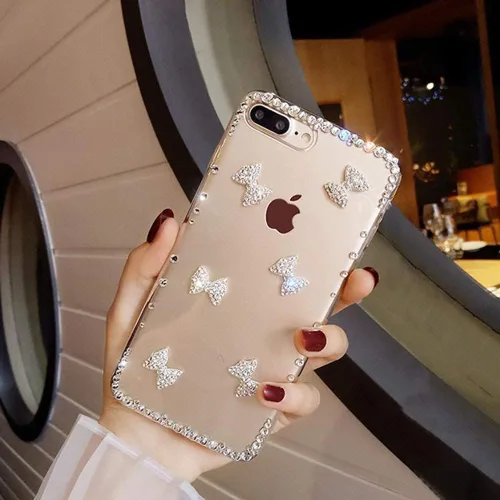 Miniatura 3 de LCHDA - Funda con diamantes brillantes para iPhone 14 6.1, LCHDA - Funda protectora para teléfono con diamantes de imitación transparentes