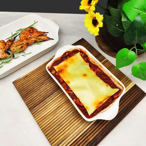 Miniatura 7 de Plato para hornear de 8 x 5 pulgadas, bandeja para lasaña, bandeja rectangular para hornear de 18 onzas, plato de cerámica con asas (9.8 pulgadas)