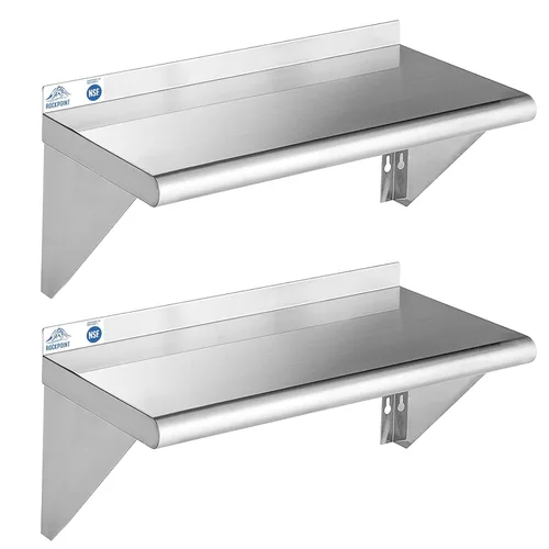 Miniatura 33 de ROCKPOINT Estante de acero inoxidable de 12 x 24 pulgadas, 250 libras, estantes comerciales de metal NSF para montaje en pared, estantería flotante
