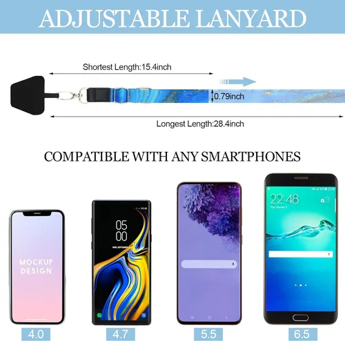 Miniatura 4 de Chinco 5 cordones cruzados para teléfono celular, correa ajustable universal para el cuello y parches para teléfono compatibles con la mayoría