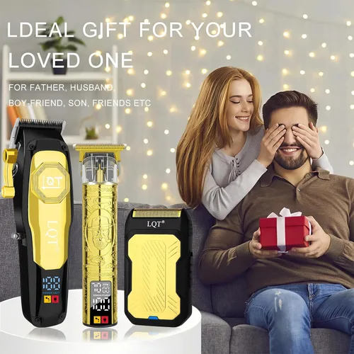 Miniatura 8 de Cortadora de pelo profesional inalámbrica para hombres, juego de cortapelos recargable y recortadora de barba con hoja en T, palanca ajustable