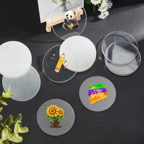 Miniatura 4 de NBEADS 20 hojas de acrílico transparente, círculos acrílicos redondos de 3.0 x 0.2 in, hojas de acrílico en blanco, paneles acrílicos para proyectos