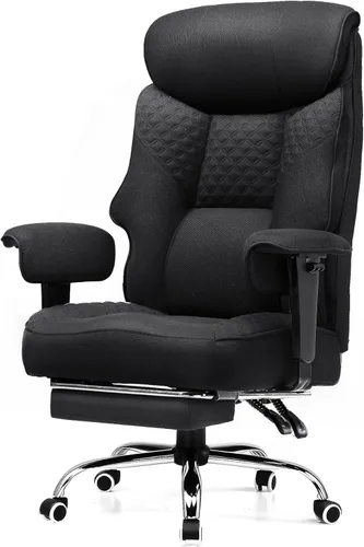 GTRACING Silla de oficina grande y alta de 400LBS, ergonómica, de tela, diseño de lujo con relieve, silla para juegos con reposapiés, apoyabrazos