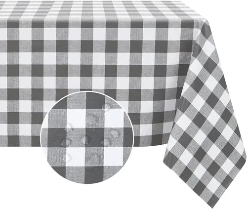 Miniatura 9 de Romanstile Mantel rectangular de vinilo, 100% impermeable, mantel de plástico a cuadros de búfalo, resistente y lavable para exteriores, campamento