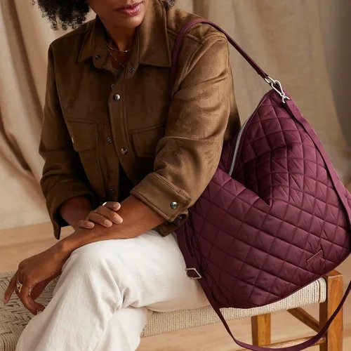 Miniatura 4 de Vera Bradley Bolso de hombro Hobo de gran tamaño de sarga de alto rendimiento