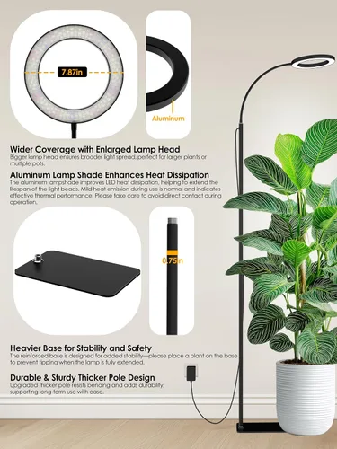 Miniatura 8 de GLOWRIUM Luces de Crecimiento para Plantas de Interior, Luz LED de Cultivo de Espectro Completo, Atenuación Sin Escalones, 3 Modos de Iluminación