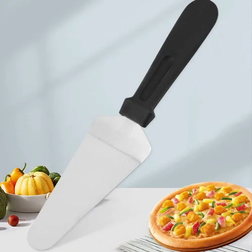 Miniatura 3 de Pala de acero inoxidable para tartas, antideslizante, fácil de agarrar, mango de plástico triangular para hornear, fácil de agarrar, espátula