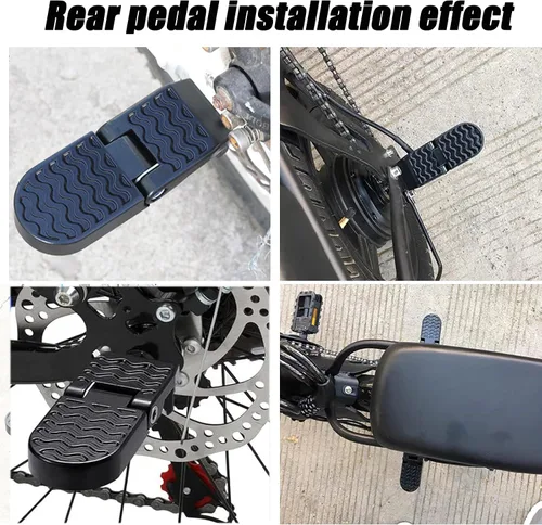 Miniatura 7 de LOOEEL 1 par 0.394 in U ranura bicicleta pedales trasero plegable asiento trasero pedales pedales ciclismo accesorios para bicicleta de montaña