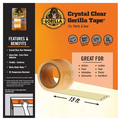 Miniatura 3 de Cinta transparente Gorilla de reparación de ducto, Blanco, 6015002