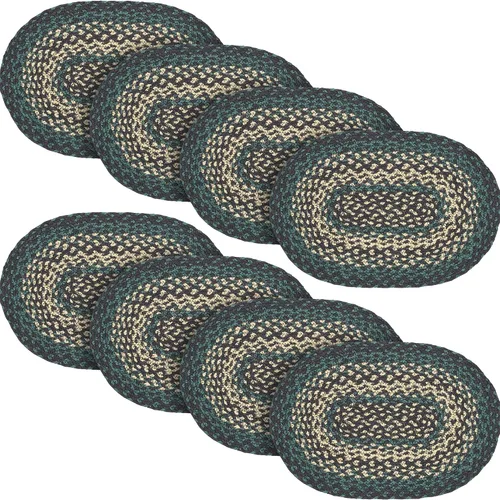 Miniatura 11 de VHC Brands Pine Grove, Mantel individual para mesa de comedor, yute trenzado, ovalado, verde, 10x16