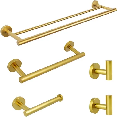 Miniatura 10 de Kit de accesorios de baño negro mate de 5 piezas para montar en la pared, incluye toallero doble de 24 pulgadas, barra de toalla de mano de 12