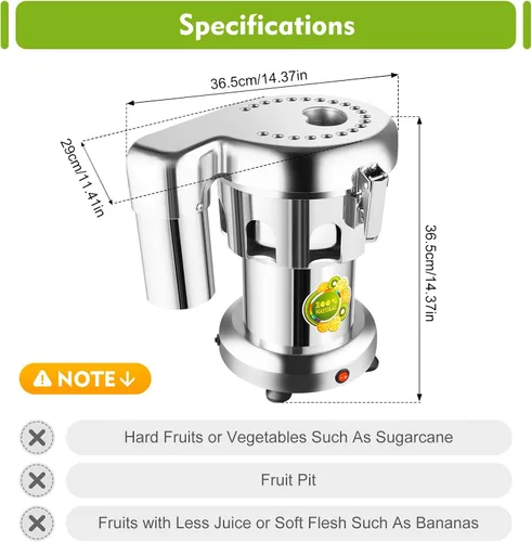 Miniatura 7 de Máquina extractor de jugo comercial resistente, fabricante de exprimidores de acero inoxidable para frutas y verduras Herramienta centrífuga