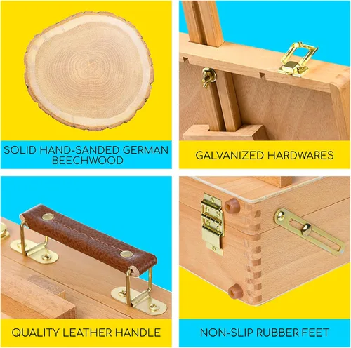 Miniatura 3 de MEEDEN Caballete de Mesa Extra Grande, Caballetes de Mesa de Madera de Haya Sólida para Pintar Lienzo, Caballete Caja de Bocetos, Caballete de Arte