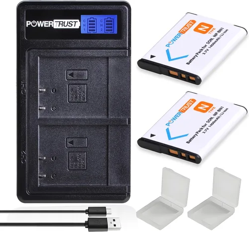 Paquete de 2 baterías NP-BN1 BN1 de 1400 mAh + cargador USB dual LCD para Sony Cyber-Shot DSC-QX10 QX100 T99 T110 TF1 TX5 TX7 TX9 TX10 TX20 TX30