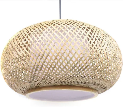 Miniatura 6 de Lámpara colgante de bambú tejida hecha a mano, ratán antiguo, lámpara colgante de techo de madera natural con cable ajustable para sala de estar