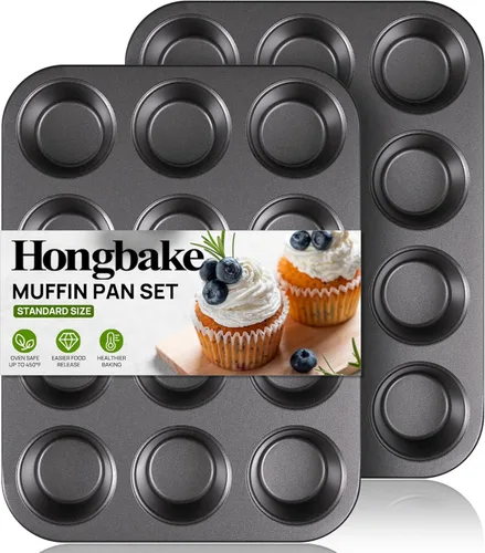 Miniatura 8 de HONGBAKE Mini molde para magdalenas de 48 tazas, molde pequeño para magdalenas, molde antiadherente prémium para hornear tarta de queso, apto