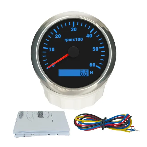 Miniatura 15 de ELING Tacómetro de motor de 3.346 in, medidor de rpm, calibre 0-7000 RPM para automóvil, barco, camión, con medidor de horas LCD, retroiluminación