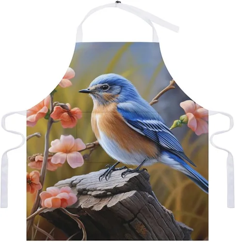 Miniatura 7 de Personalized Eastern Bluebird Adult Apron, Kitchen Cooking Aprons for Woman Man, Adjustable Bib Apron with Pocket for Baking, BBQ Crafting Outdoors
