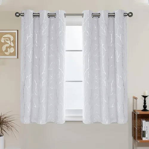 Miniatura 64 de BUHUA - Cortinas opacas blancas, cortinas plateadas, juego de 2 paneles de cortinas con ojales para dormitorio, elegante tratamiento de ventana