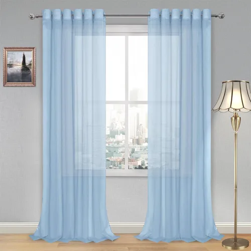 Miniatura 190 de DWCN Cortinas traslúcidas color verde frijol para sala de estar y dormitorio - Cortinas voile con aspecto de lino sintético con ojales en la parte
