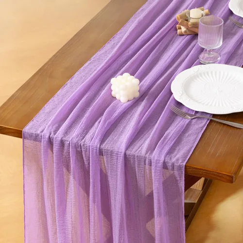 Miniatura 20 de Socomi Camino de mesa de gasa verde oliva de verano de 120 pulgadas, rústico bohemio, camino de tela de queso para bodas, fiestas, baby shower