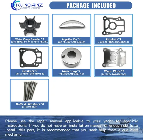 Miniatura 4 de Kit de reparación de impulsor de bomba de agua 361873220 361-87322-0/0M para Nissan Tohatsu 25 30 40 HP 2-Stroke fuera de borda 25HP 30HP 40HP