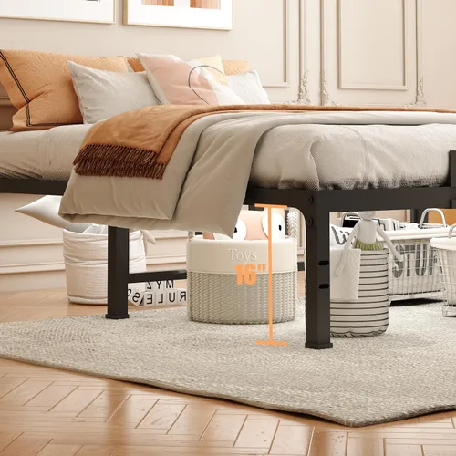 Miniatura 4 de FUIOBYVV Marcos de Cama Individual, Marco de Cama de Plataforma de Metal Resistente de 18 Pulgadas Tamaño Individual Soporta Hasta 3500 Libras, No
