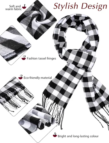 Miniatura 4 de SATINIOR Bufanda de lana cuadriculada para mujer, 2 piezas, bufandas de invierno, manta cálida, bufanda a cuadros
