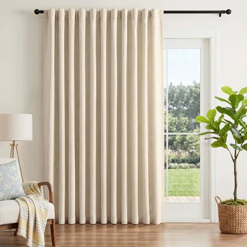 Miniatura 30 de INOVADAY Cortinas 100% opacas de 63 pulgadas de largo, juego de 2 paneles de lino con pestaña trasera, bolsillo para barra, cortinas opacas