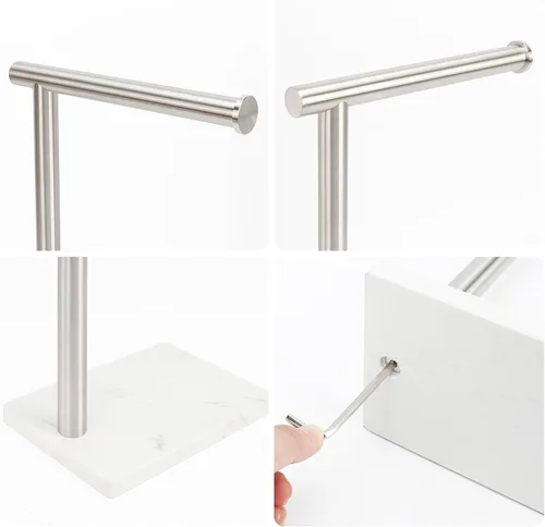 Miniatura 7 de Toallero de Mano, Soporte de Toalla de Mano para Baño con Base de Mármol, Barra de Toallero de Mano en Forma de L de Acero Inoxidable 304
