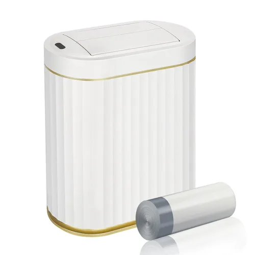 ELPHECO - Bote de basura de baño con tapa mariposa, cubo de basura con sensor de movimiento para baño, bote de basura automático, papelera de baño,
