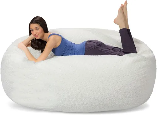 Comfy Sacks - Puf de espuma viscoelástica de 6 pies, tumbona de color zorro polar