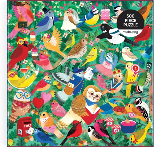 Miniatura 3 de Mudpuppy Birding Around - Rompecabezas familiar de 500 piezas con ilustraciones coloridas y divertidas de pájaros felices para niños de 8 años