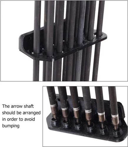 Miniatura 6 de BESPORTBLE Estante de flechas montado en la pared, soporte para 12 flechas con autoadhesivo para accesorios de tiro con arco, 1 par