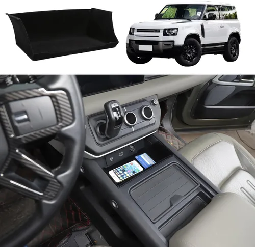 YIWANG Para Land Rover Defender 90 110 2020-2022 Car Styling ABS negro caja de almacenamiento central de coche caja de teléfono Accesorios de coche