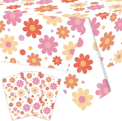 Miniatura 10 de 3 Manteles de Año Nuevo Chino - 54x108 Pulgadas Cubierta de Mesa de Plástico Desechable Roja y Dorada con Linternas, Estampado de Petardos