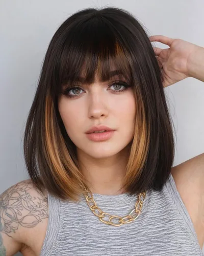 Miniatura 20 de YYHR Peluca corta estilo Bob con flequillo de 10 pulgadas, pelucas de cabello sintético lacio Yaki claro, pelucas cortas de corte Bob negro con 1b