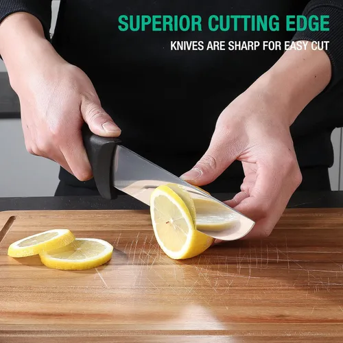 Miniatura 6 de Mossy Oak Juego de cuchillos de cocina, 6 cuchillos de chef con bolsa de rollo, cuchillo afilado de acero inoxidable para cortar carne, frutas
