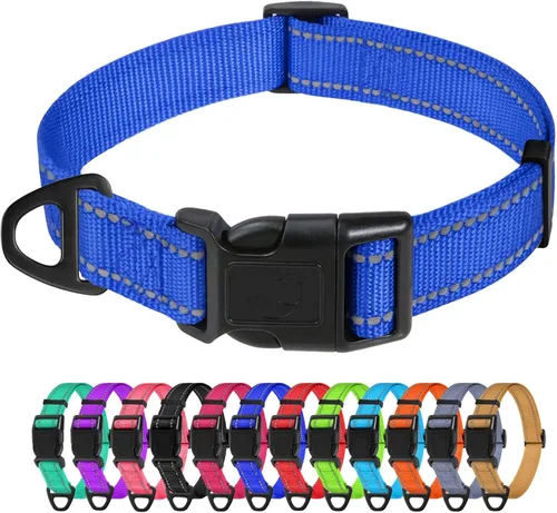 TagME Collares de nailon reflectantes para perros, collar ajustable clásico para mascotas con hebilla de liberación rápida para perros pequeños,