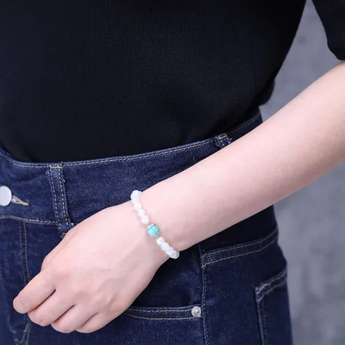 Miniatura 3 de COAI Pulsera de piedra lunar de amazonita para mujer